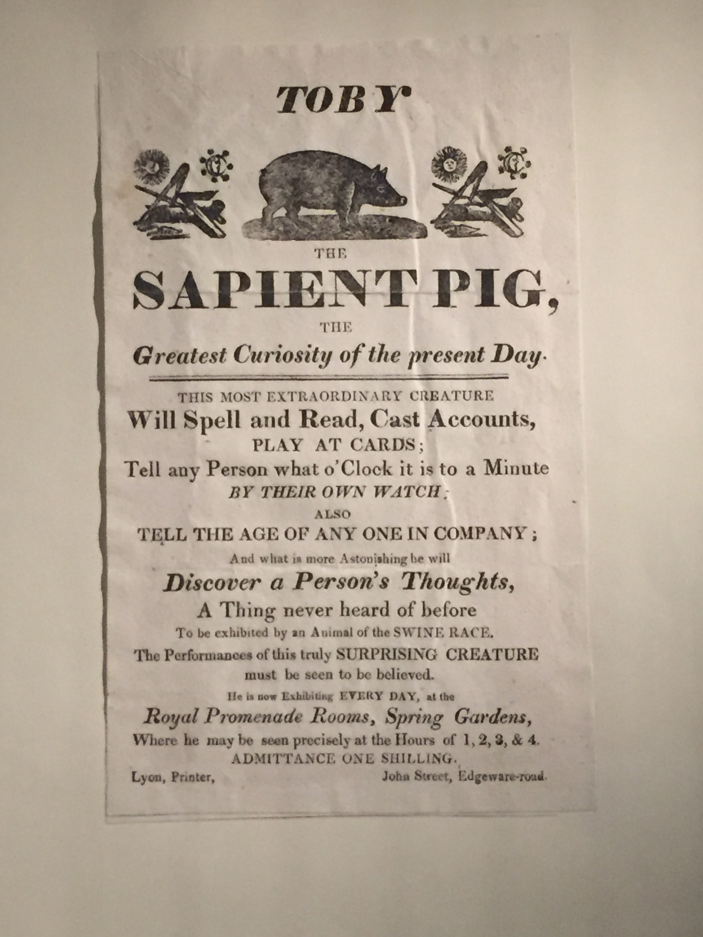 1800s leaflet titled 